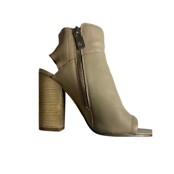 Dolce Vita Light Taupe Leather Open Heel and Toe 4-inch Booties Women's Size 6 - Picture 5 of 9